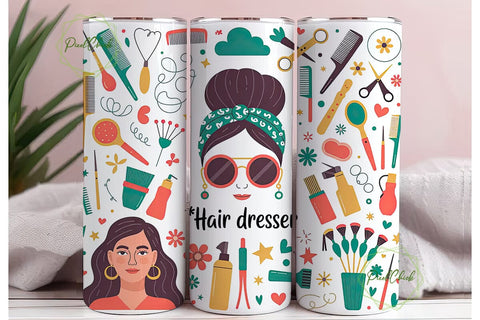 Hairdresser Tumbler Wrap Design Sublimation PixelChick 