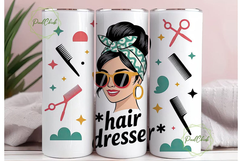 Hairdresser Tumbler Wrap Design Sublimation PixelChick 