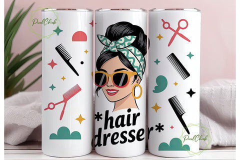 Hairdresser Tumbler Wrap Design Sublimation PixelChick 