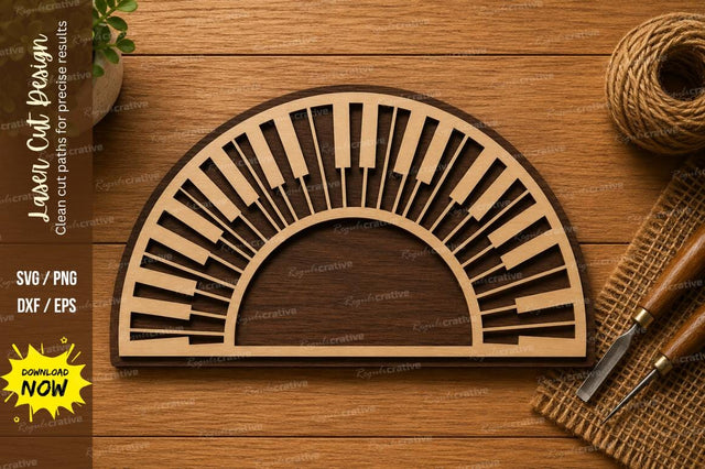 Half Circle Piano Keyboard SVG | Musical Frame Laser Cut File | Glowforge CNC DXF PNG EPS SVG Regulrcrative 