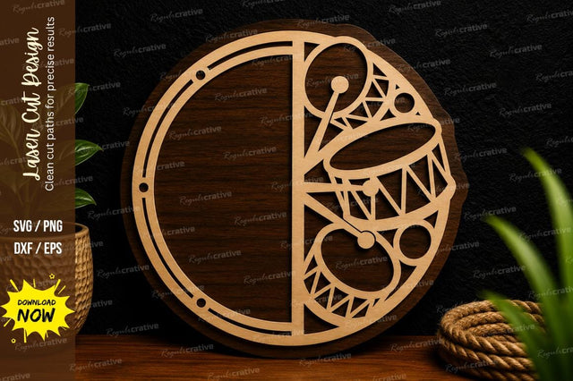 Half Drum Circle Ornament Laser Cut SVG File SVG Regulrcrative 