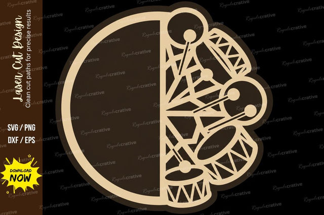 Half Drum Frame Ornament Laser Cut SVG File SVG Regulrcrative 