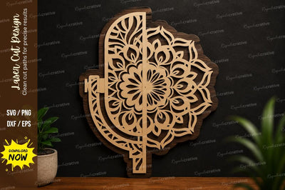 Half Mandala Floral Ornament Laser Cut SVG Design SVG Regulrcrative 