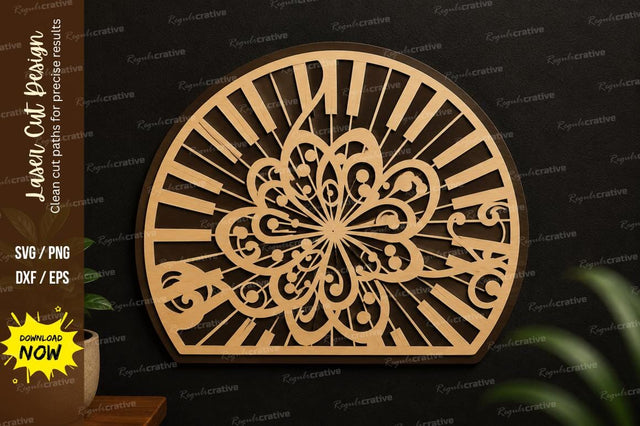 Half Mandala Piano Laser Cut SVG Design SVG Regulrcrative 