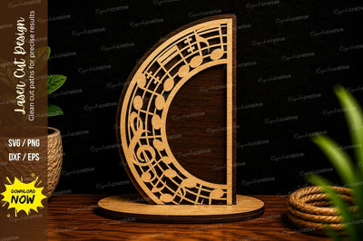 Half Moon Music Notes Frame Laser Cut Svg Design SVG Regulrcrative 