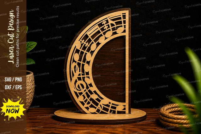 Half Moon Music Notes Frame Laser Cut Svg Design SVG Regulrcrative 