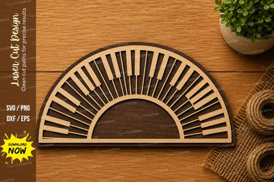 Half Piano Keyboard SVG | Musical Instrument Laser Cut File | Glowforge CNC DXF PNG EPS SVG Regulrcrative 