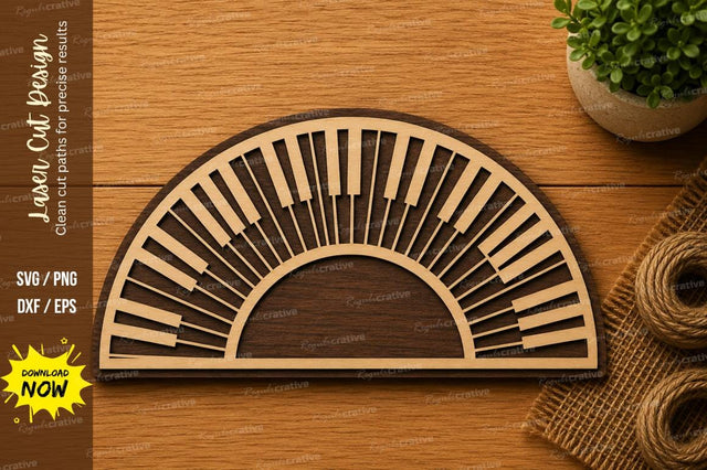 Half Piano Keyboard SVG | Musical Instrument Laser Cut File | Glowforge CNC DXF PNG EPS SVG Regulrcrative 