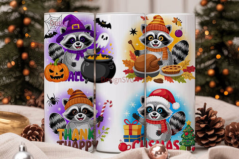 HalloThanksMas 20oz Tumbler Wrap Sublimation DesignSVG 