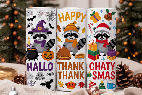 HalloThanksMas 20oz Tumbler Wrap Sublimation DesignSVG 