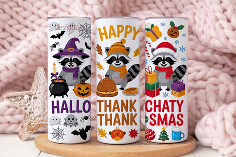 HalloThanksMas 20oz Tumbler Wrap Sublimation DesignSVG 
