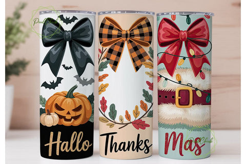 HalloThanksMas 20oz Tumbler Wrap Sublimation PixelChick 