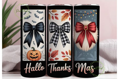 HalloThanksMas 20oz Tumbler Wrap Sublimation PixelChick 