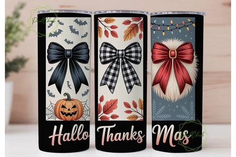 HalloThanksMas 20oz Tumbler Wrap Sublimation PixelChick 