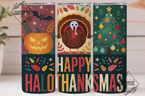 Hallothanksmas 20oz Tumbler Wrap Sublimation sassyprint 