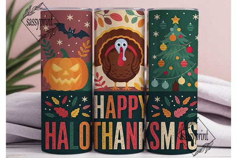 Hallothanksmas 20oz Tumbler Wrap Sublimation sassyprint 