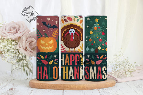 Hallothanksmas 20oz Tumbler Wrap Sublimation sassyprint 
