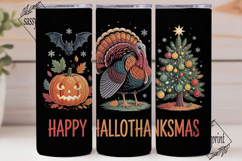 Hallothanksmas 20oz Tumbler Wrap Sublimation sassyprint 