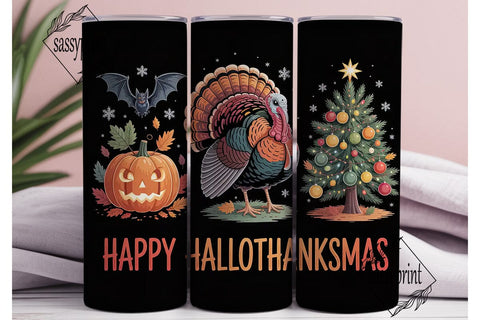 Hallothanksmas 20oz Tumbler Wrap Sublimation sassyprint 