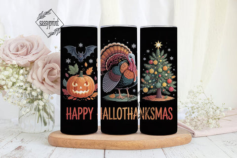 Hallothanksmas 20oz Tumbler Wrap Sublimation sassyprint 