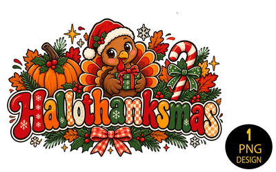 Hallothanksmas PNG, Christmas Turkey Sublimation Design, Retro Fall Winter Holiday Shirt Design, Santa Turkey Clipart, Candy Cane Pumpkin PNG, Instant Download Sublimation Insomnia Std 