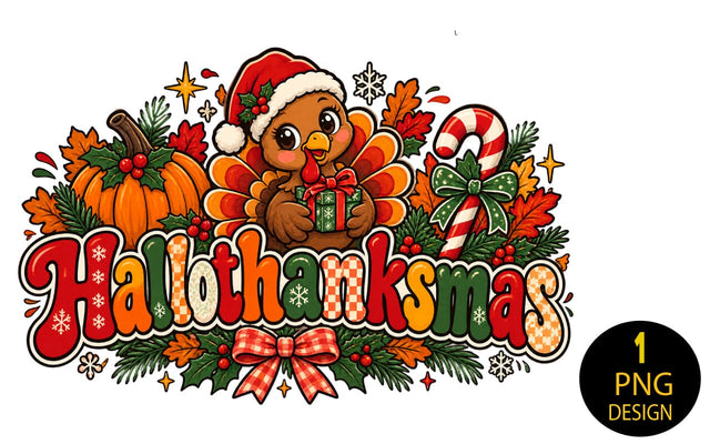 Hallothanksmas PNG, Christmas Turkey Sublimation Design, Retro Fall Winter Holiday Shirt Design, Santa Turkey Clipart, Candy Cane Pumpkin PNG, Instant Download Sublimation Insomnia Std 
