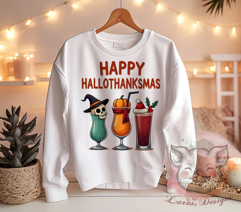 Hallothanksmas PNG, Coffee Lover, Holiday Decor, Sublimation Design, Digital Download, Thanksgiving Christmas, Funny Holiday, Seasonal Gift Sublimation Lara' s Designs 