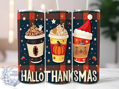 Hallothanksmas Tumbler, Halloween Thanksgiving Christmas, Sublimation Design, 20oz Tumbler, Holiday Decor, Seasonal Gift, Funny Holiday Mug, Festive Tumbler Sublimation ToriDesigns 