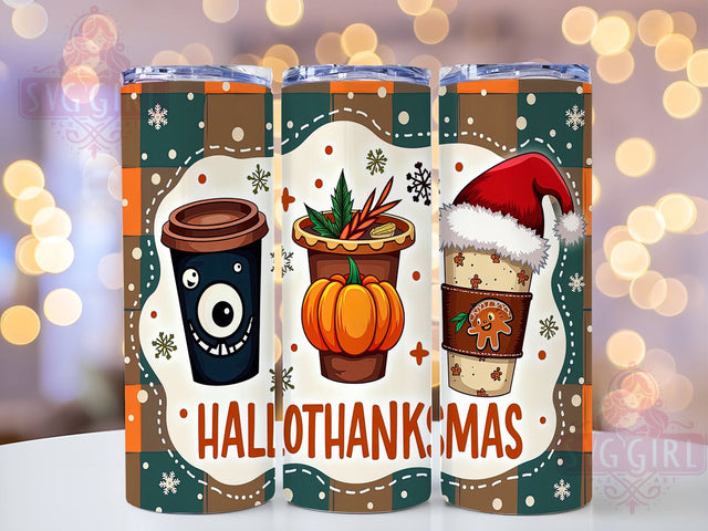 Hallothanksmas Tumbler, Holiday Decor, 20oz Tumbler, Sublimation Design, Thanksgiving Gifts, Halloween Gifts, PNG File, Christmas Gifts Sublimation SvggirlplusArt 