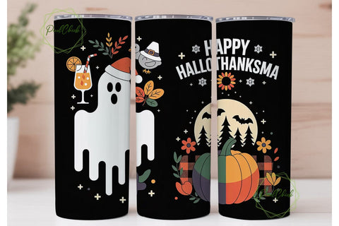 Hallothanksmas Tumbler Wrap PNG Sublimation PixelChick 