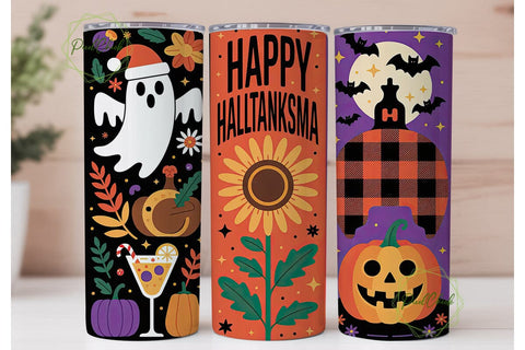 Hallothanksmas Tumbler Wrap PNG Sublimation PixelChick 