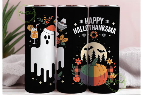 Hallothanksmas Tumbler Wrap PNG Sublimation PixelChick 