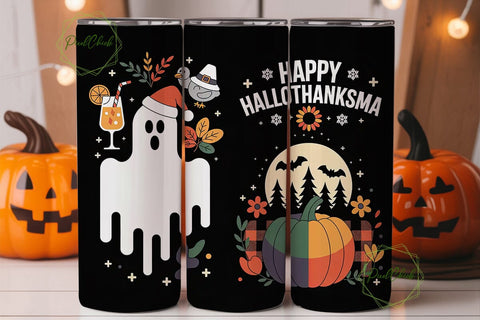 Hallothanksmas Tumbler Wrap PNG Sublimation PixelChick 