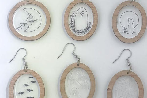 Halloween 2-Design Earrings Laser SVG File SVG Crafting With Brenna 