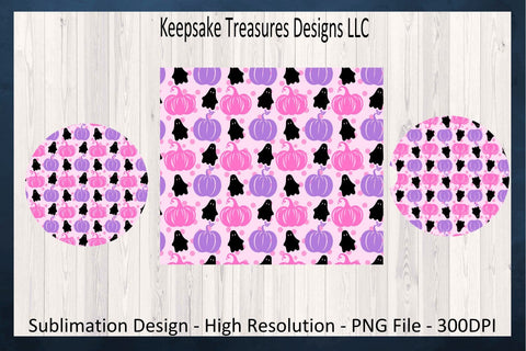Halloween 20oz Straight Tumbler Wrap, Car Coaster Set, Sublimation PNG, Digital Download Sublimation Keepsake Treasures Designs LLC. 