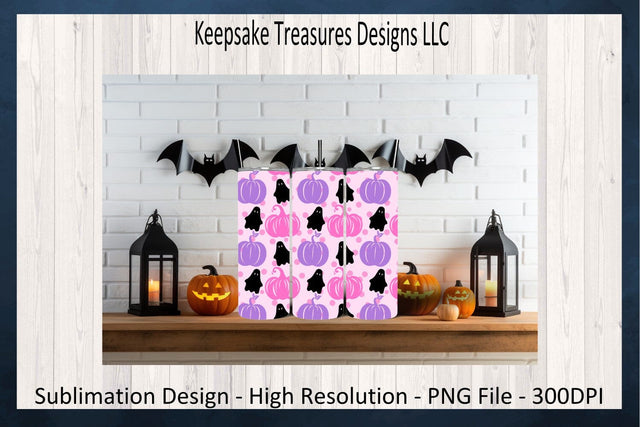 Halloween 20oz Straight Tumbler Wrap, Car Coaster Set, Sublimation PNG, Digital Download Sublimation Keepsake Treasures Designs LLC. 