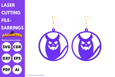 Halloween 3 item Earrings | paper cut | svg laser Glowforge SVG tofigh4lang 