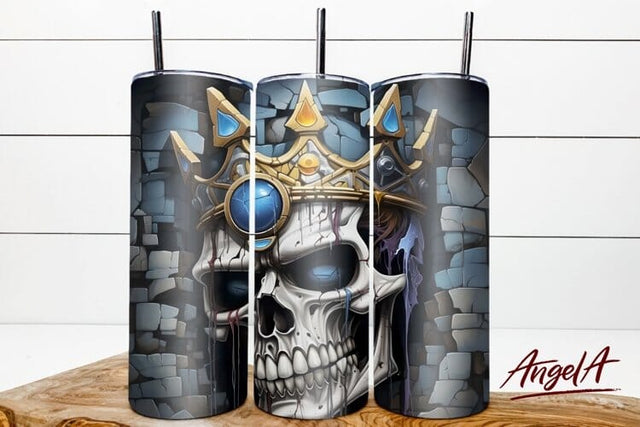 Halloween 3d Skull tumbler / horror tumbler wrap PNG Sublimation Angelina Semenova 