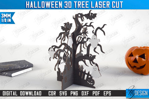Halloween 3D Tree Laser Cut Bundle | Seasonal Home Décor Idea | Halloween Decoration | CNC Files SVG Fly Design 