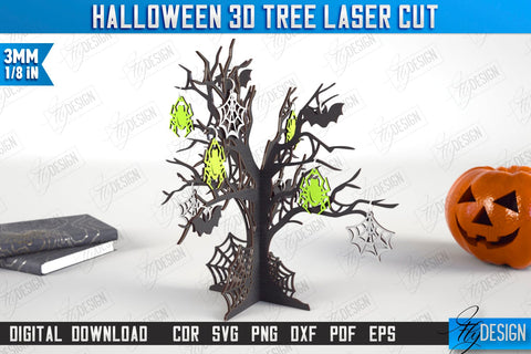 Halloween 3D Tree Laser Cut Bundle | Seasonal Home Décor Idea | Halloween Decoration | CNC Files SVG Fly Design 