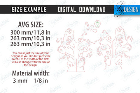 Halloween 3D Tree Laser Cut Bundle | Seasonal Home Décor Idea | Halloween Decoration | CNC Files SVG Fly Design 