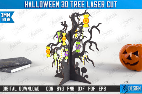 Halloween 3D Tree Laser Cut Bundle | Seasonal Home Décor Idea | Halloween Decoration | CNC Files SVG Fly Design 
