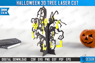 Halloween 3D Tree Laser Cut | Seasonal Home Décor Idea | Halloween Decoration | CNC File SVG Fly Design 