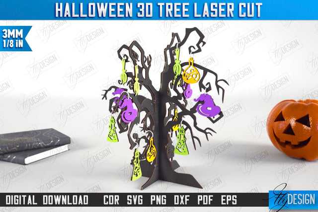 Halloween 3D Tree Laser Cut | Seasonal Home Décor Idea | Halloween Decoration | CNC File SVG Fly Design 