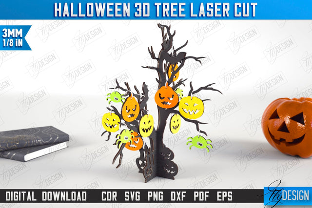 Halloween 3D Tree Laser Cut | Seasonal Home Décor Idea | Halloween Decoration | CNC File SVG Fly Design 