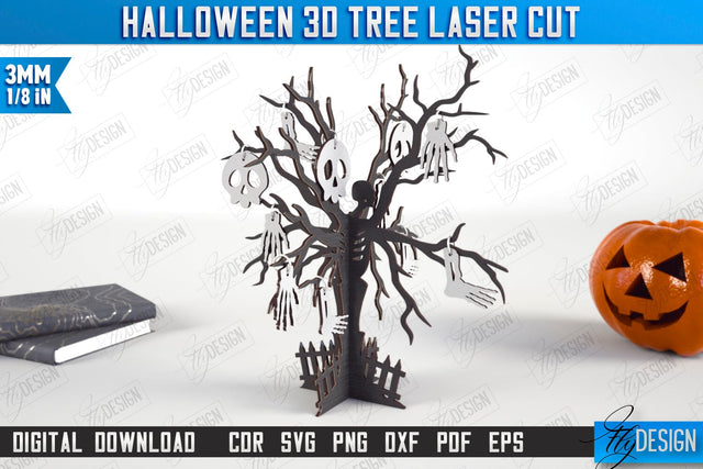 Halloween 3D Tree Laser Cut | Seasonal Home Décor Idea | Halloween Decoration | CNC File SVG Fly Design 