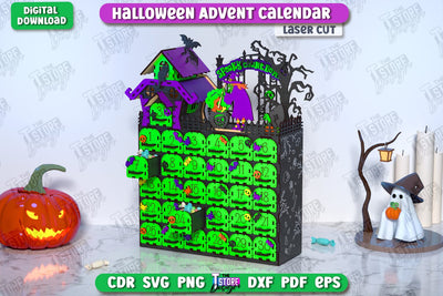 Halloween Advent Calendar Laser Cut | Gift Box | DIY | Holiday | Advent Box | CNC File SVG The T Store Design 