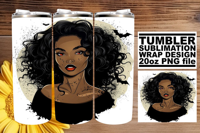 Halloween African American Woman Design for Tumblers Sublimation afrosvg 
