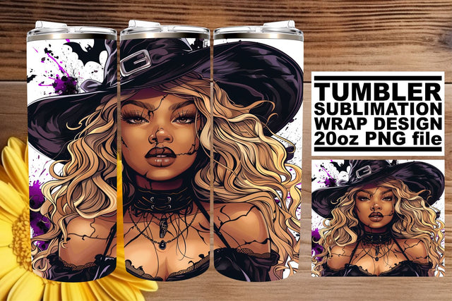 Halloween Afro American Portrait Tumbler Wrap 20oz Sublimation afrosvg 