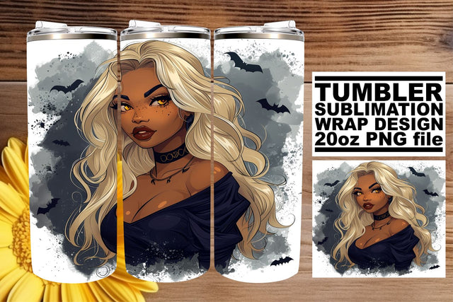 Halloween Afro American Woman Tumbler Sublimation 20oz Sublimation afrosvg 